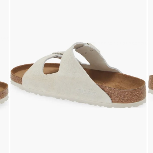 Birkenstock Arizona Soft Slide Sandal Antique White Suede main image 6